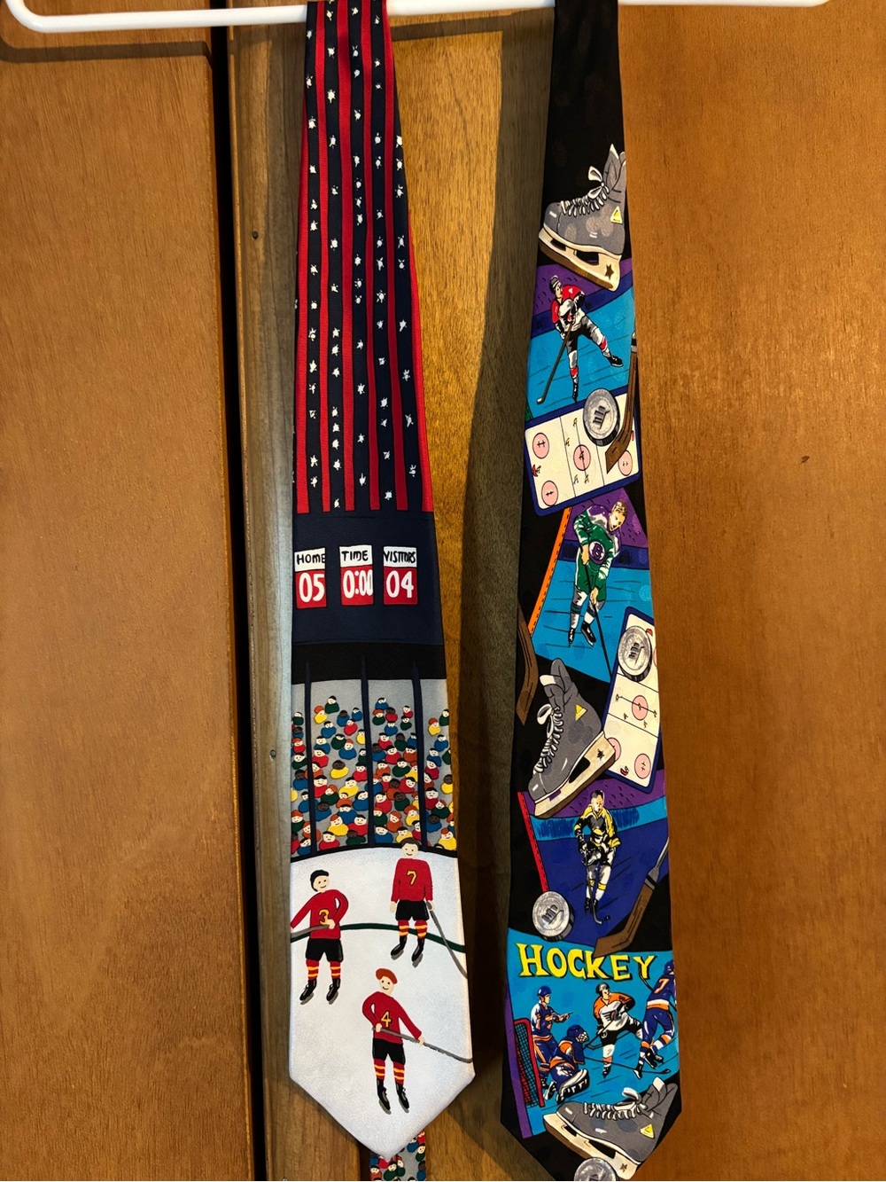 Hockey Print Necktie in Red, Blue and Black